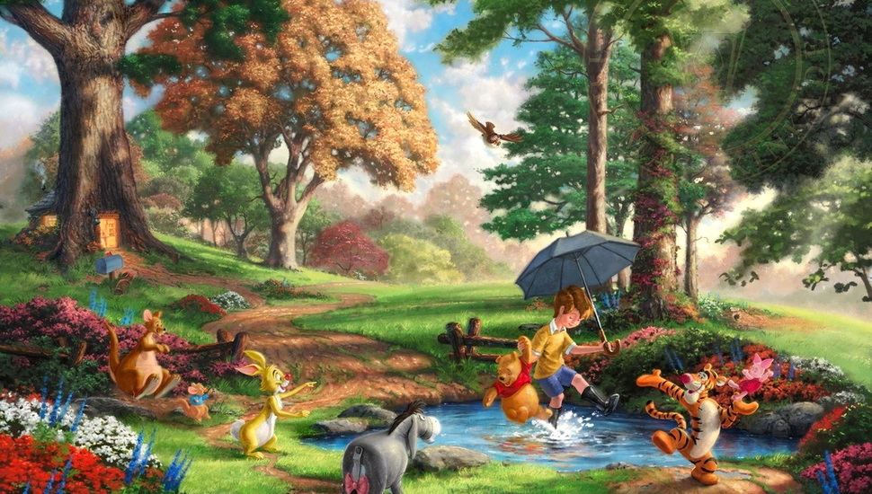 The Disney Dreams Collection, 50 Th Anniversary, Winnie - Thomas Kinkade Winnie The Pooh Print - HD Wallpaper 
