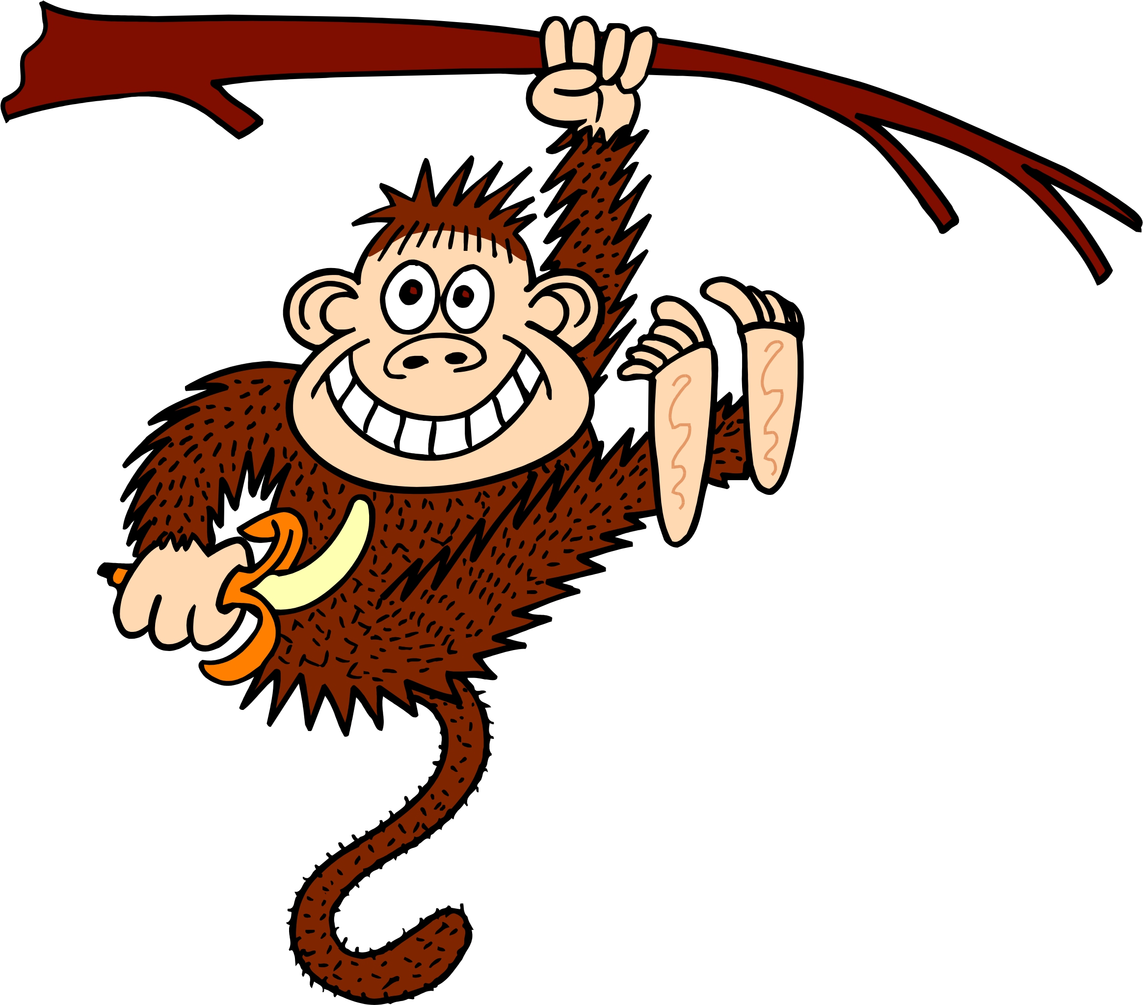 Hanging - Monkey - Clipart - Monkey Hanging From A Tree - HD Wallpaper 