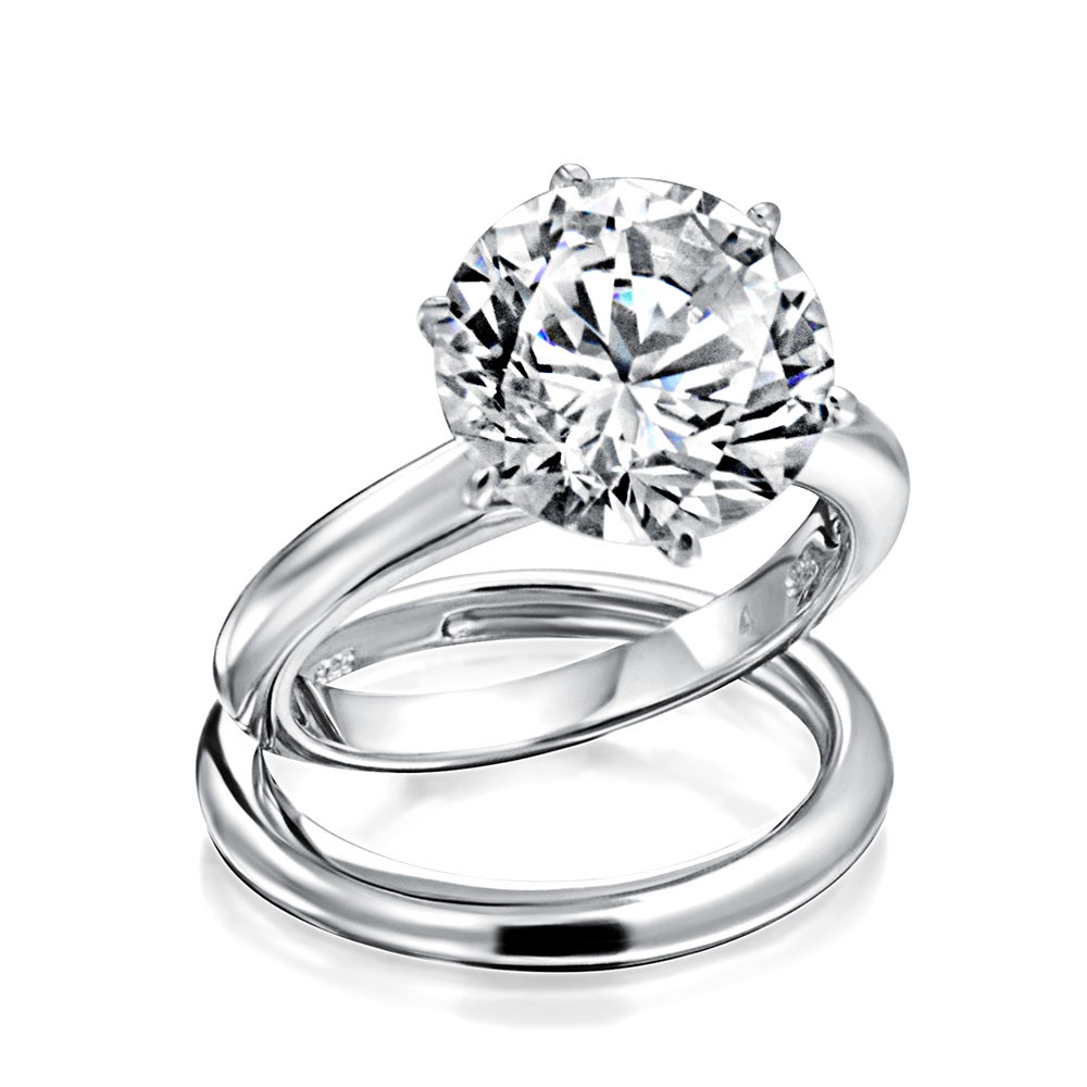 Silver Wedding Ring - Solitaire Wedding Ring Round - HD Wallpaper 