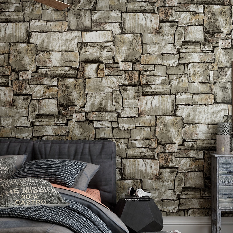 Stone Wall Wallpaper Bedroom - HD Wallpaper 