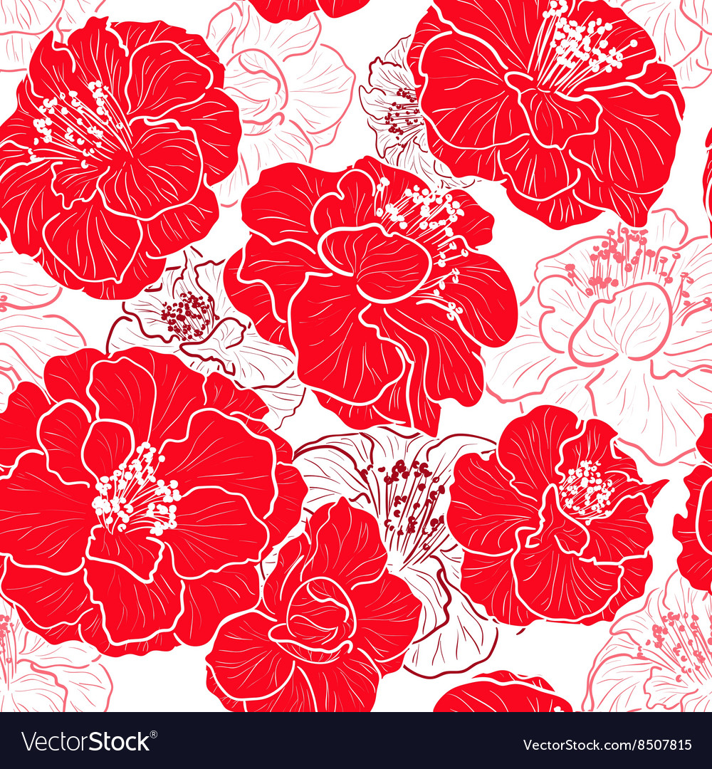 Red Floral Wallpaper Vector - HD Wallpaper 