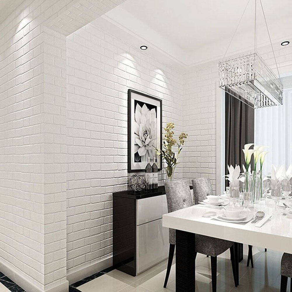 Haokhome Zz-03 Vinyl Faux White Brick Wallpaper For - Whitebrick Room - HD Wallpaper 