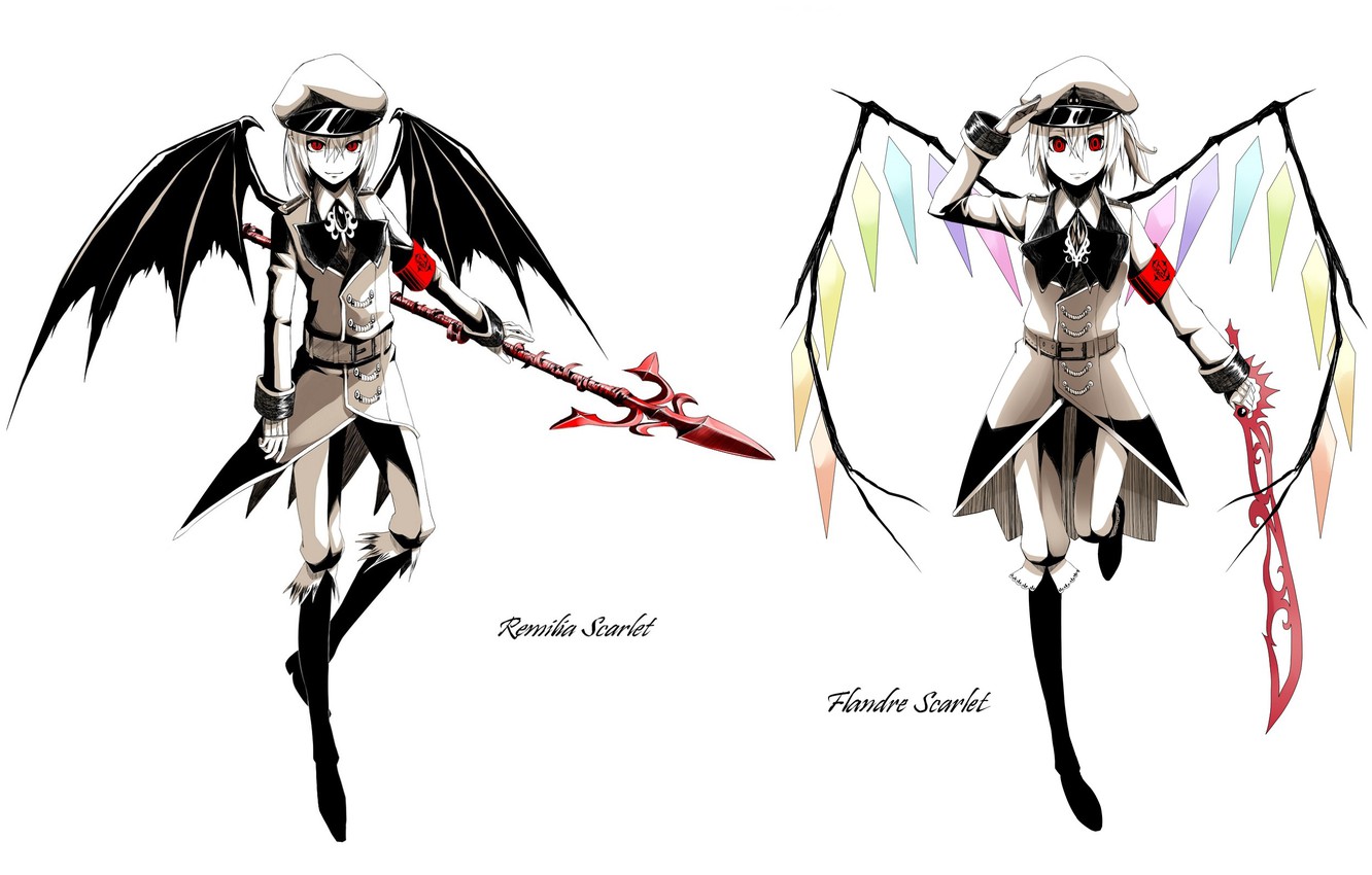 Photo Wallpaper Boots, Red Eyes, Cap, Military Uniform, - Flandre Scarlet Wings - HD Wallpaper 