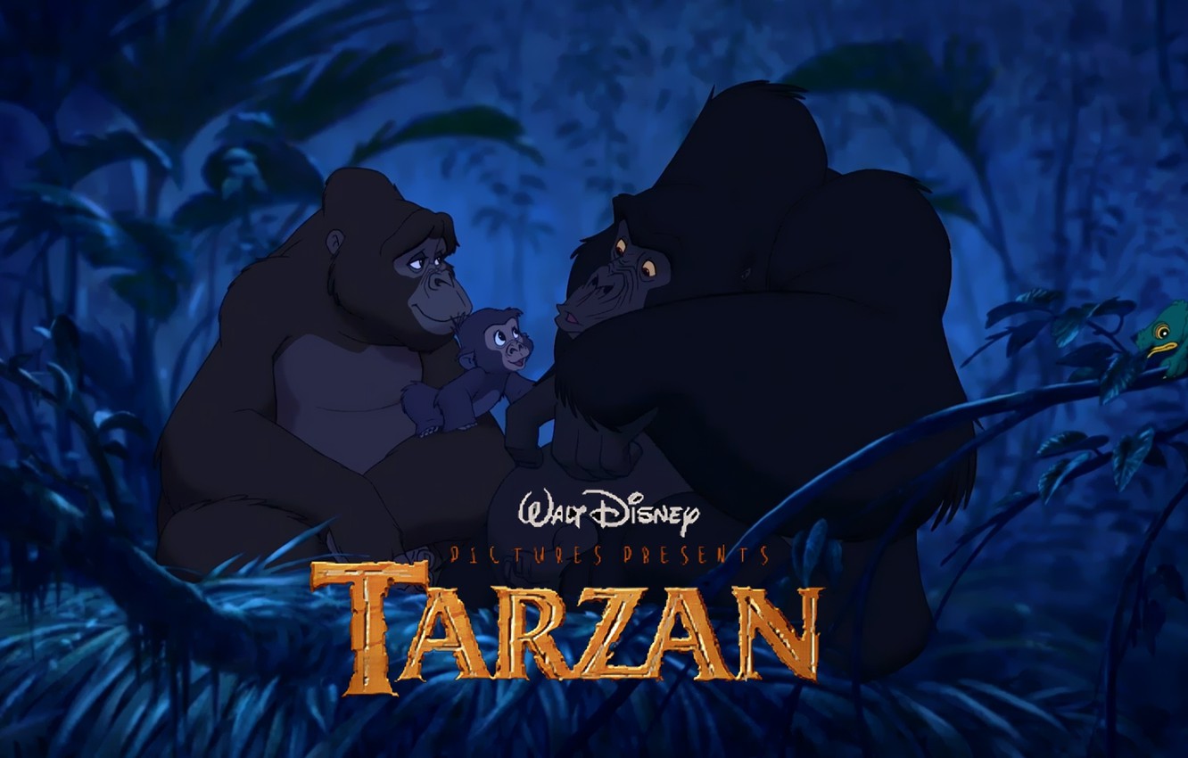 Photo Wallpaper Forest, Cartoon, Monkey, Disney, Tarzan, - Tarzan Disney - HD Wallpaper 