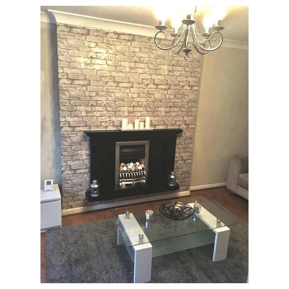 Brick Effect Wallpaper Living Room - HD Wallpaper 
