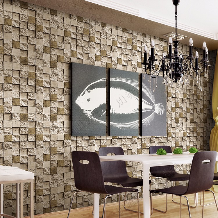 53cm Width Nature Sense Vinyl Beautiful 3d Brick Stone - Sala De Jantar Com Lustre De Braço - HD Wallpaper 