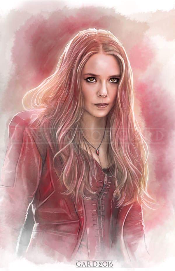Scarlet Witch Elizabeth Olsen Art - HD Wallpaper 