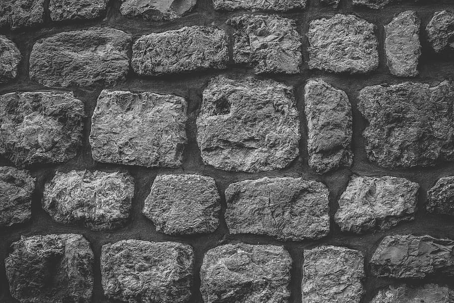 Black And White Image Of A Textured Stone Wall, Textures, - High Resolution Stone Wall Texture - HD Wallpaper 