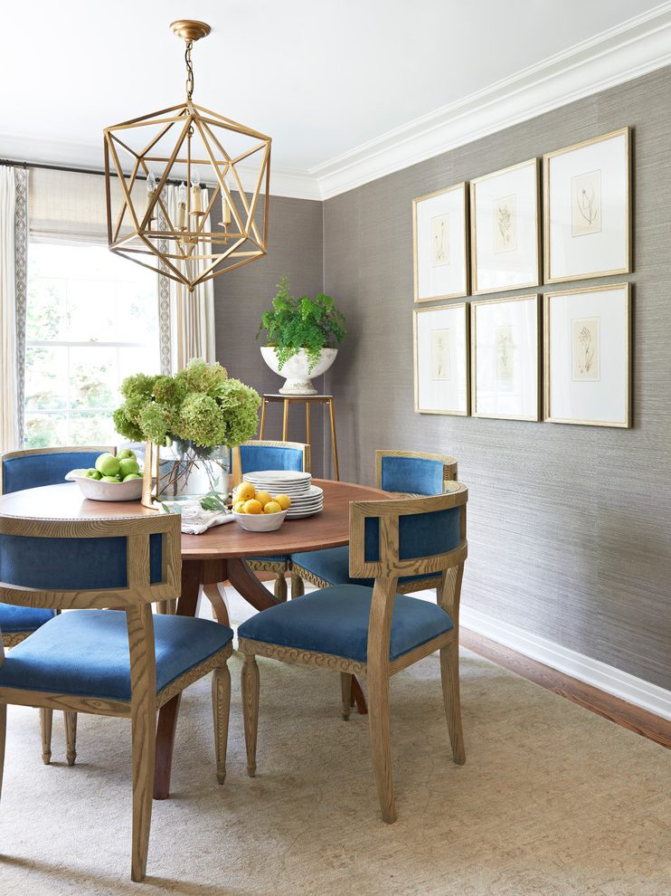 Nashville Gray Grasscloth Wallpaper With Interior Designers - Dining Room - HD Wallpaper 