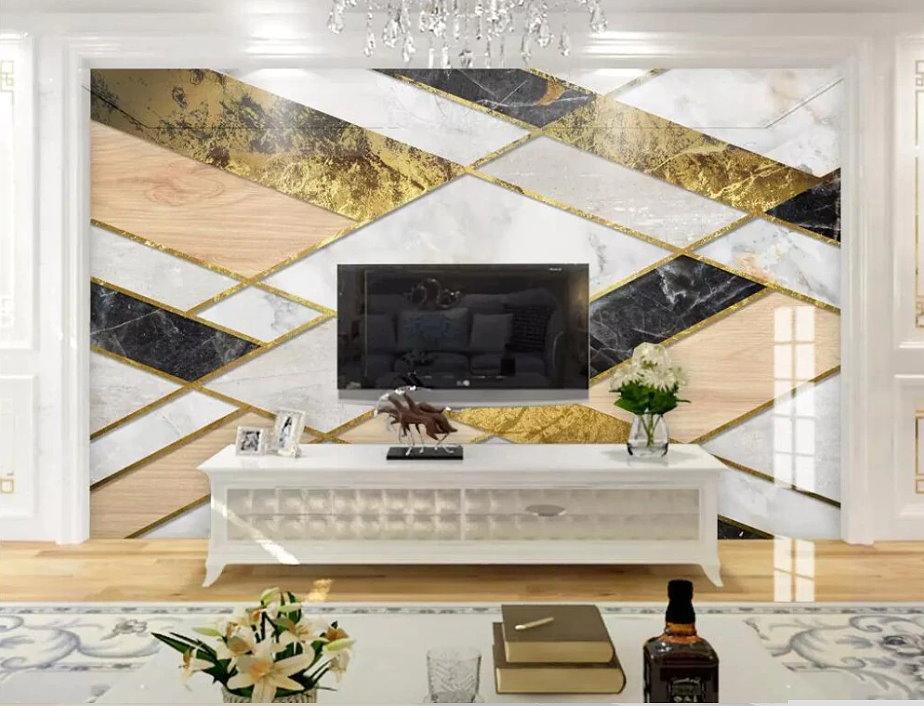 Marble Tiles Walls For Living Room - HD Wallpaper 