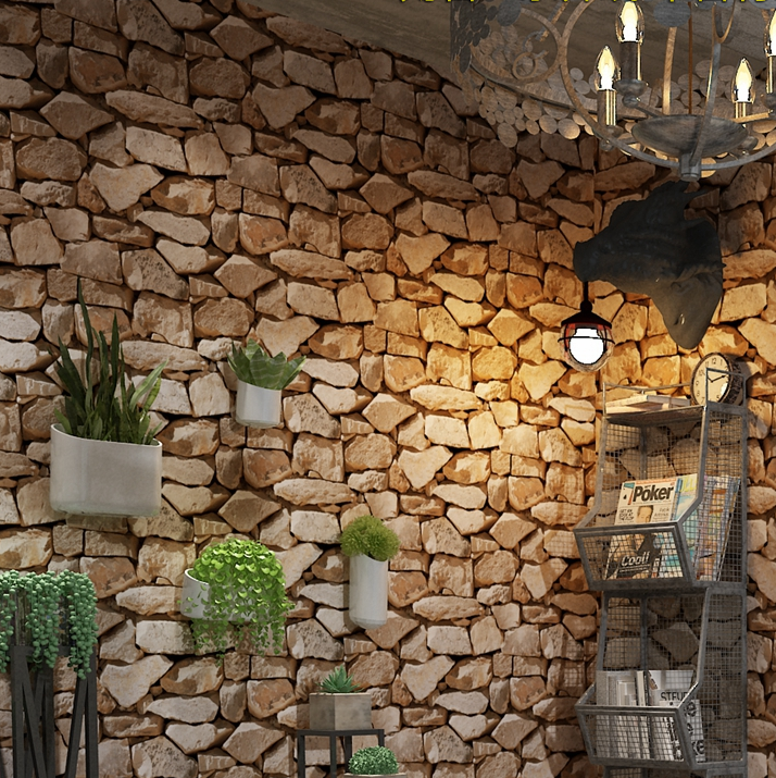 3d Brick Pattern Brick Wallpaper Retro Nostalgic Bar - Papel De Parede Efeito Pedra - HD Wallpaper 