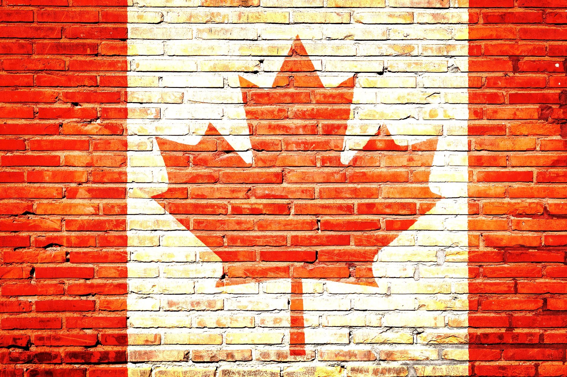 Canada Flag Painting On Bricks Wall - Color Street Coming To Canada - HD Wallpaper 