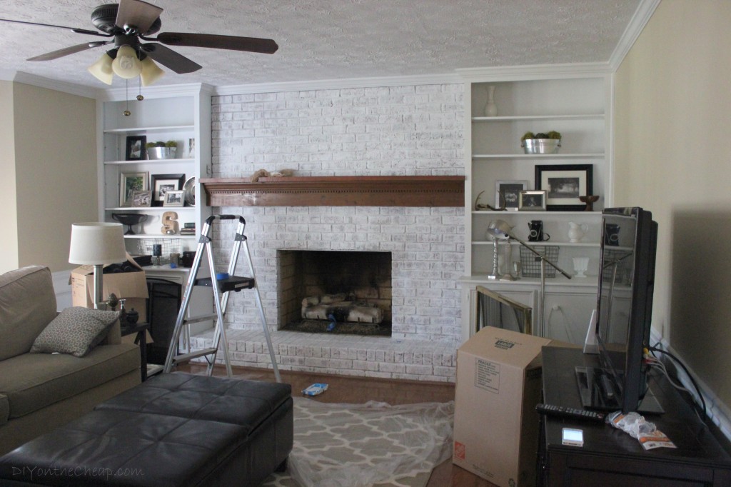 How To Whitewash A Brick Fireplace - Whitewash A Gray Brick Fireplace - HD Wallpaper 