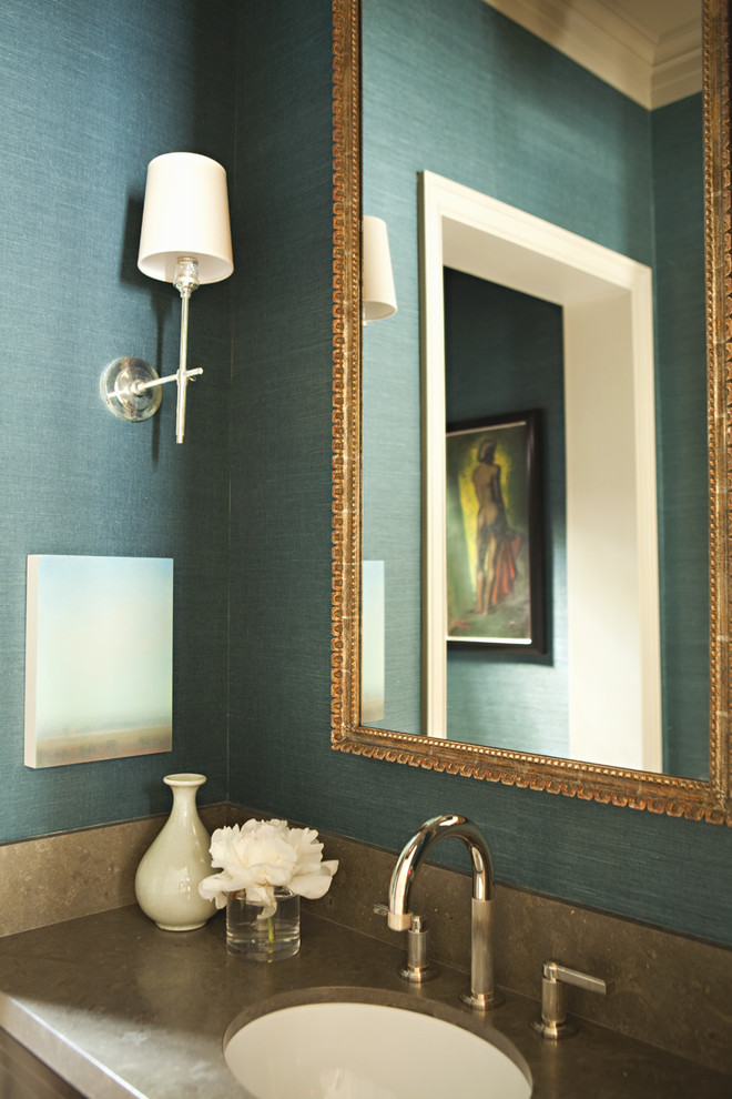 Stupendous Grasscloth Wallpaper Decorating Ideas For - Green Jewel Box Bathroom - HD Wallpaper 