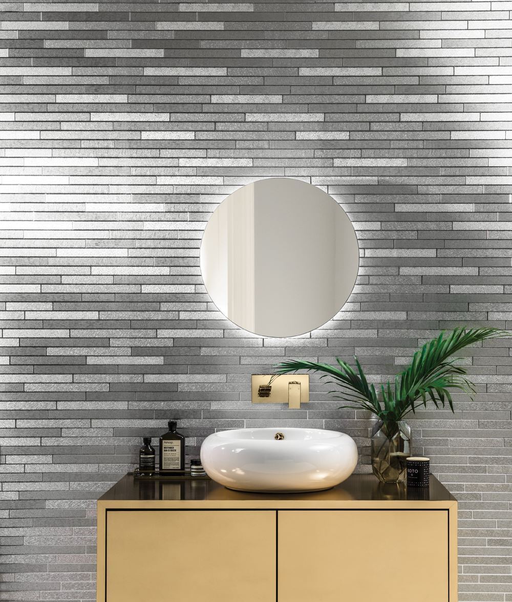 Arthouse Foil Slate Silver Brick Effect Metallic Kitchen - Gold Pattern Wallpaper Toilet - HD Wallpaper 
