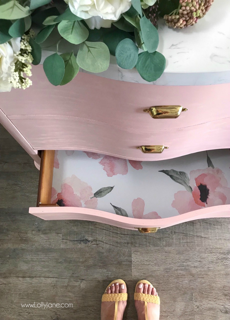 Loving This Painted Pink Vanity Makeover From Lolly - Pink Farmhouse Bathroom - HD Wallpaper 