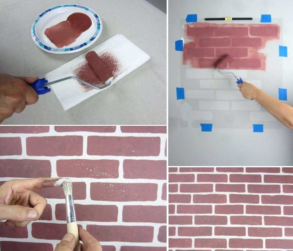 Brick Look Wall Stencil Brick Wall Patterns Brick Wallpaper - Paint A Wall To Look Like Bricks - HD Wallpaper 