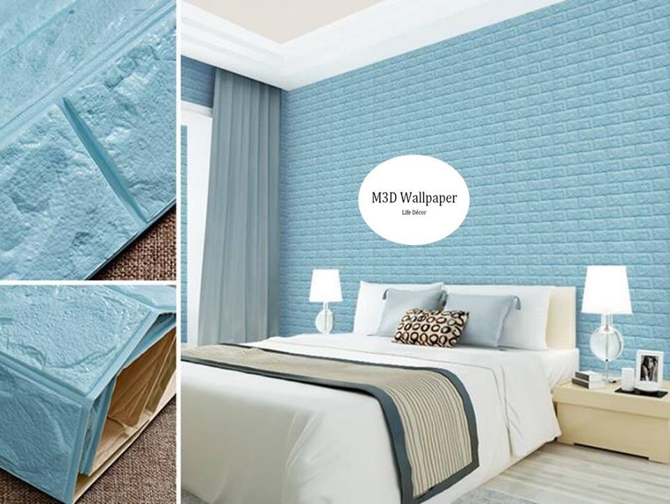 3d Brick Wallpaper Blue - HD Wallpaper 