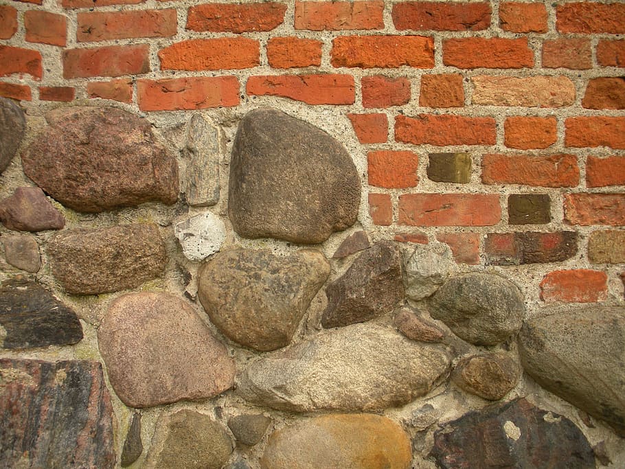 Orange And Brown Brick Wall And Stone Cladding, Medieval - Brick - HD Wallpaper 