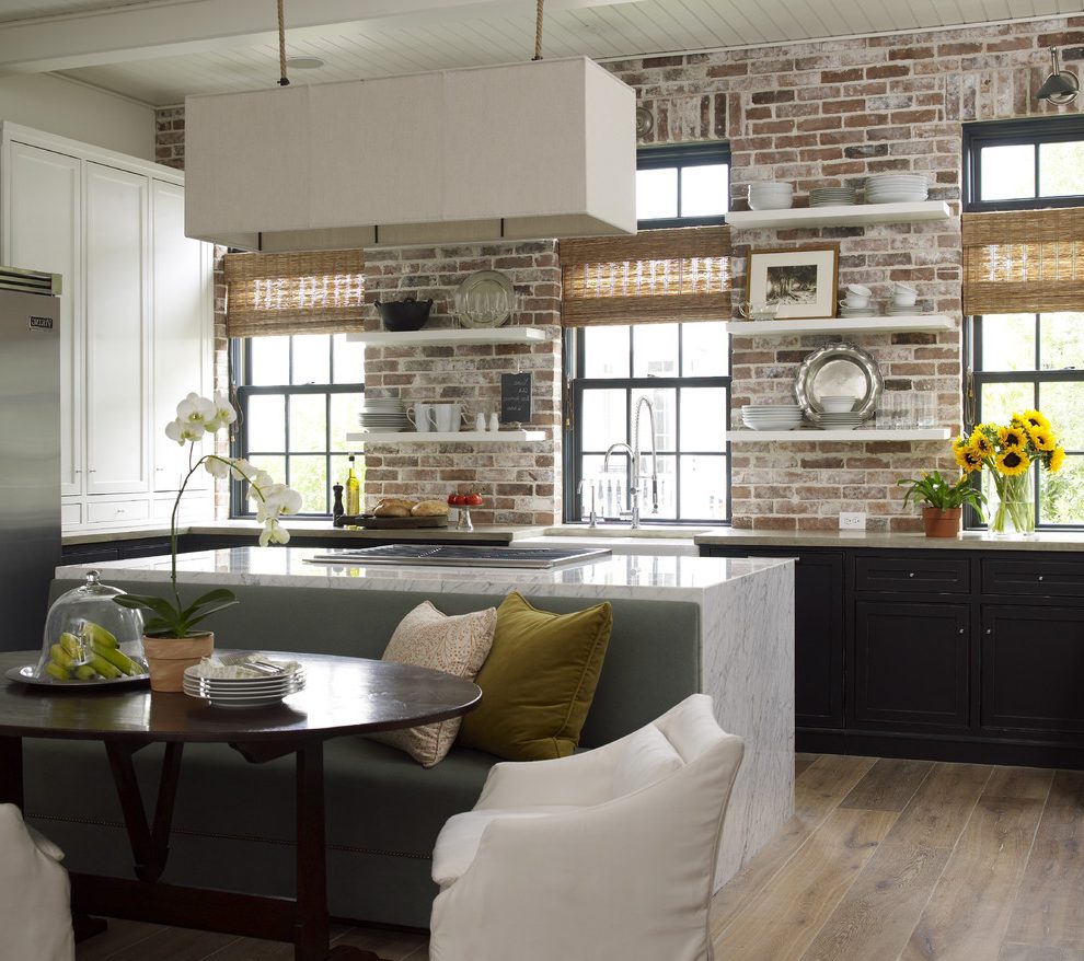 Houston Removable Brick Wallpaper With Transitional - Kitchen - HD Wallpaper 