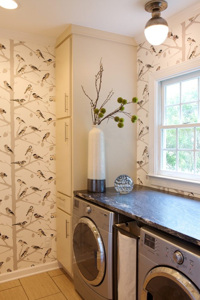 Laundry Room In Bathroom Laundry Room Transitional - Laundry Room - HD Wallpaper 