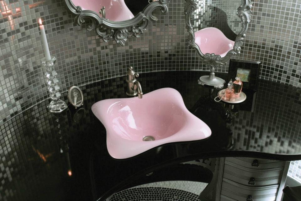 Black And Pink Bathroom Ideas 7 Cool Hd Wallpaper - Pink Sink Bathroom Ideas - HD Wallpaper 