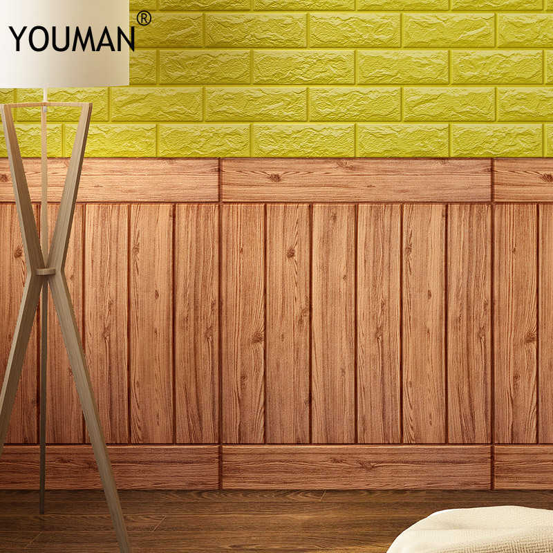 Diy 3d Wooden Wall Sticker Home Decor Pe Foam Waterproof - 3d Wall Foam Wood - HD Wallpaper 