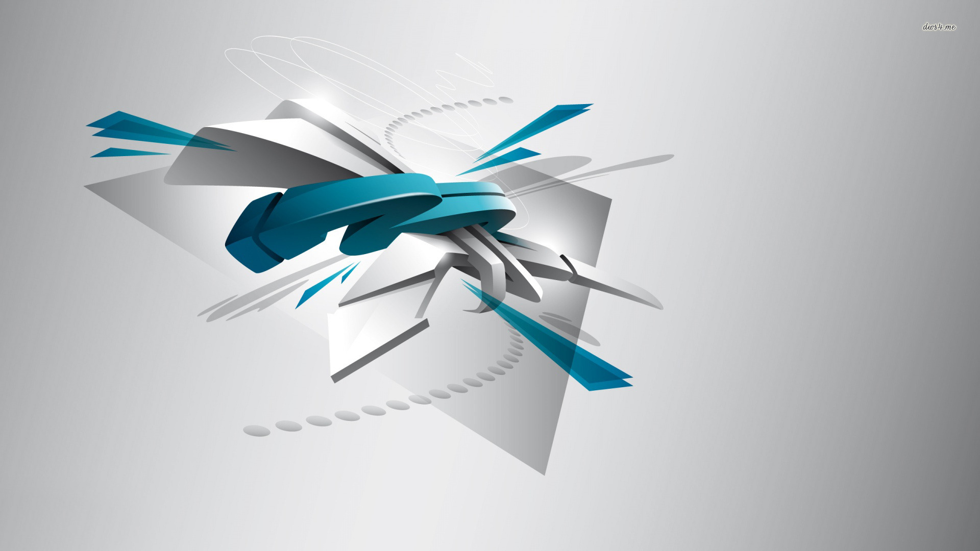 White And Blue 3d - HD Wallpaper 