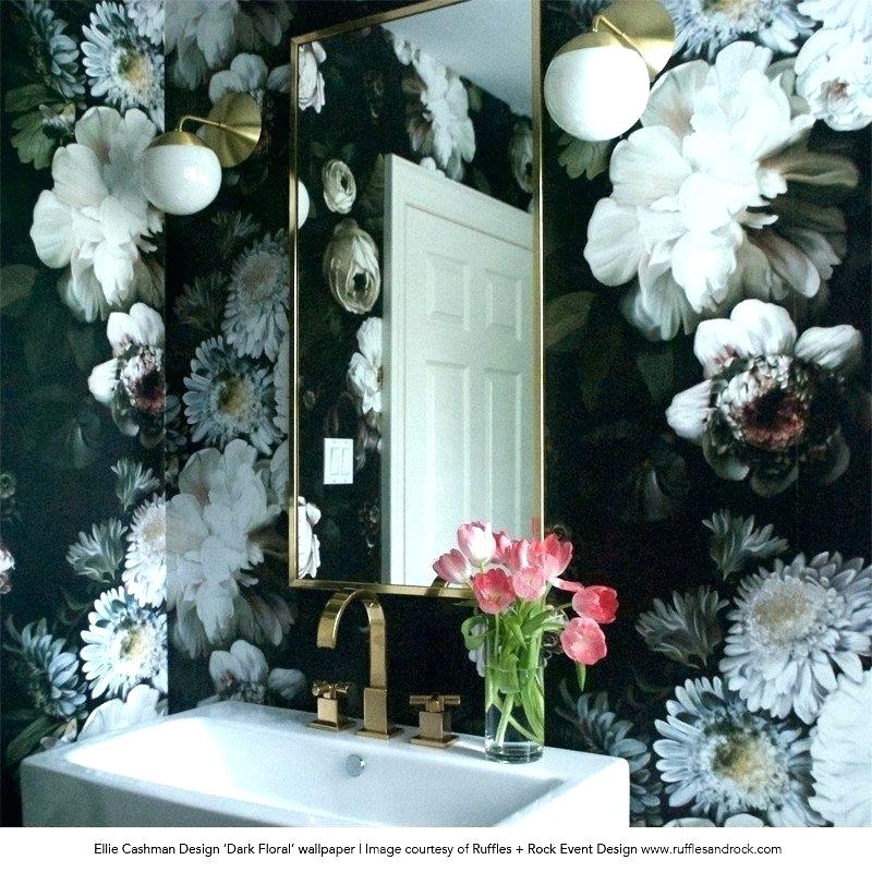 Floral Bathroom Wallpaper Black And White Floral Wallpaper - Black Floral Wallpaper Bathroom - HD Wallpaper 