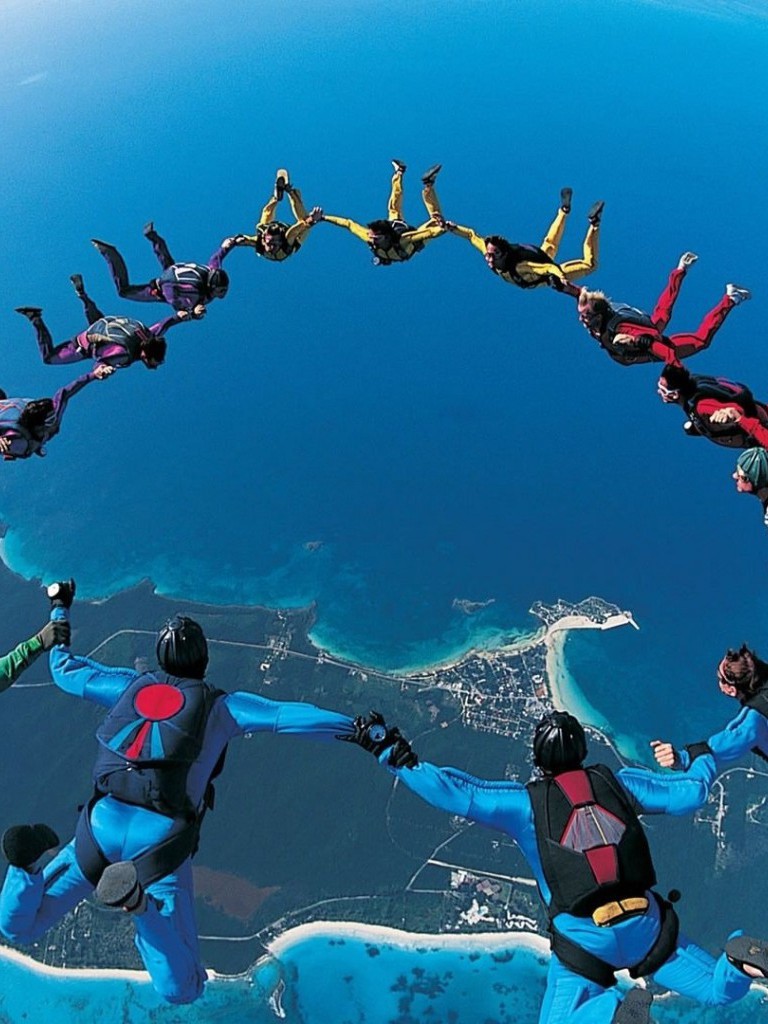 Sports Skydiving Extreme Sports Parachute Wallpaper - Skydiving In A Group - HD Wallpaper 