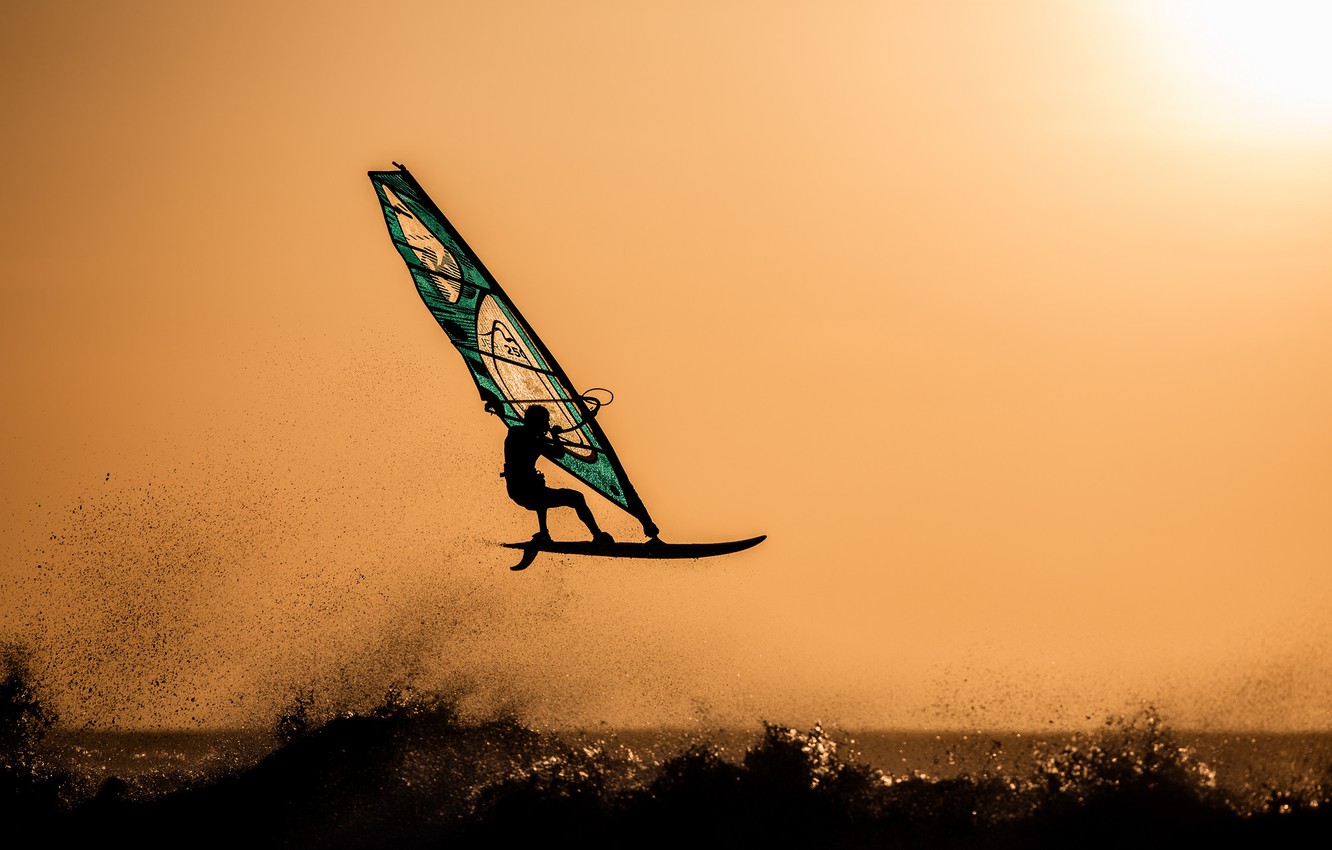 Photo Wallpaper Wave, The Sun, Squirt, Sunshine, Brazil, - Windsurfing Wallpaper Desktop - HD Wallpaper 