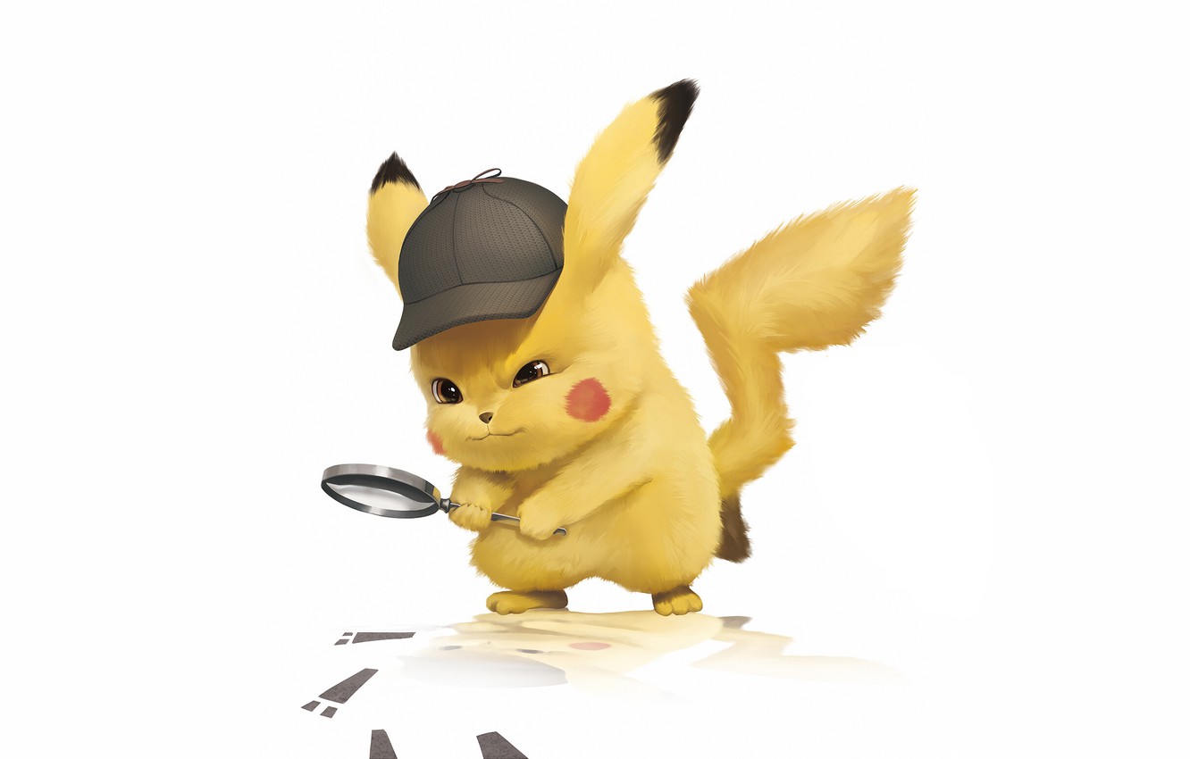 Photo Wallpaper Art, Pokemon, Illustration, Minimalism, - Detective Pikachu Magnifying Glass - HD Wallpaper 