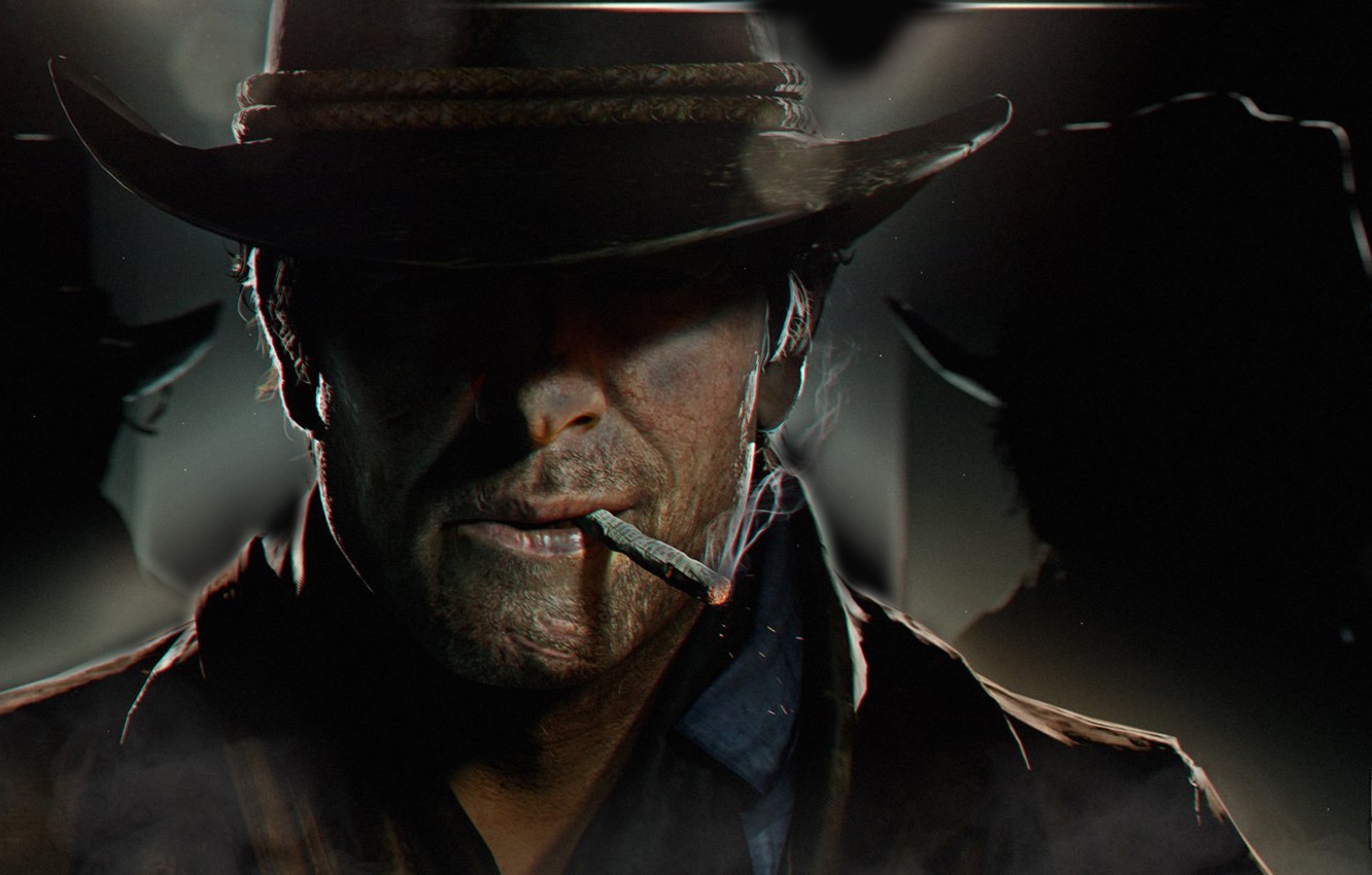 Photo Wallpaper Hat, Art, Cigarette, Cowboy, Red Dead - Red Dead Redemption 2 Arthur Morgan - HD Wallpaper 