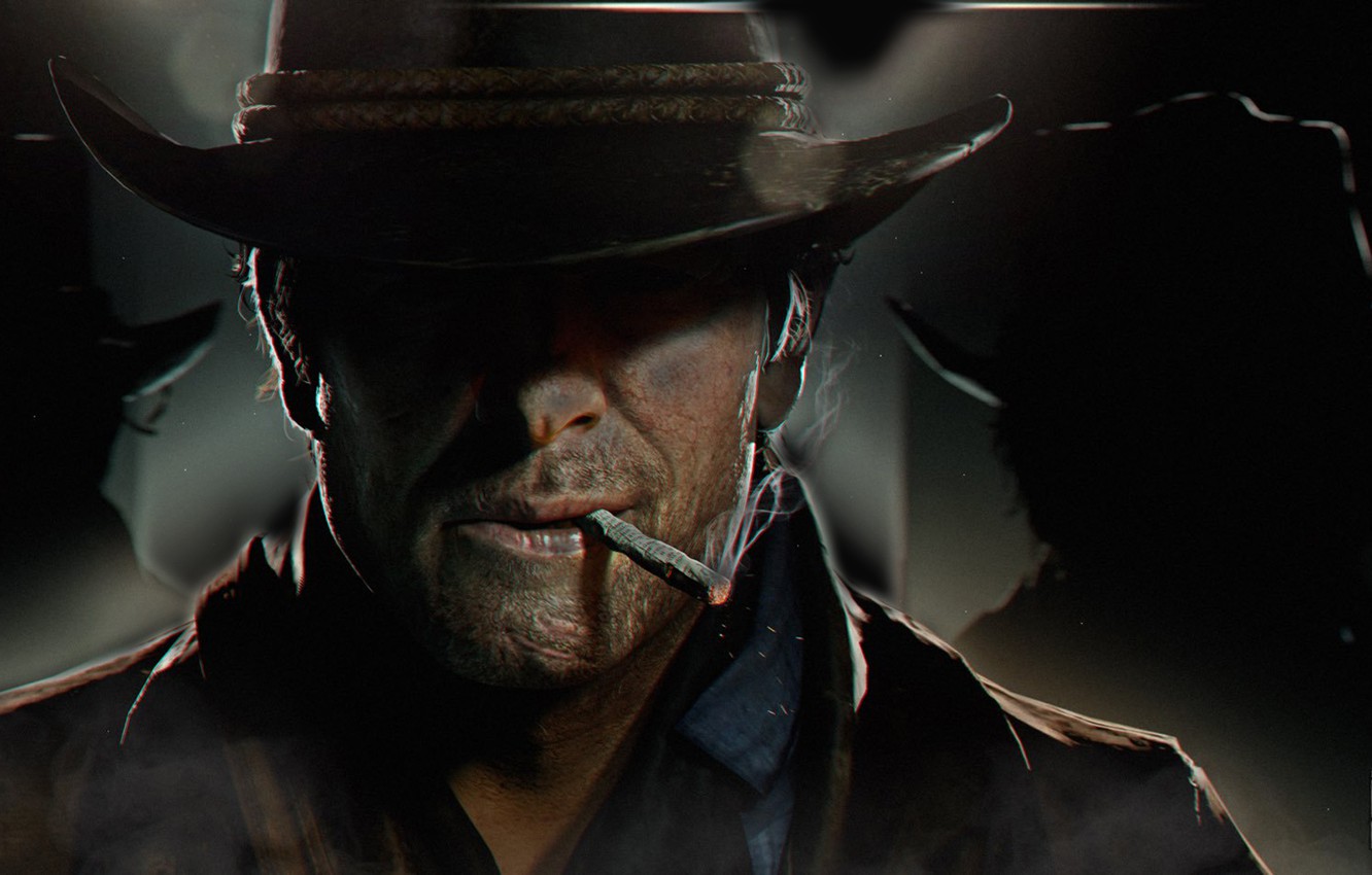 Photo Wallpaper Hat, Art, Cigarette, Cowboy, Red Dead Red Dead
