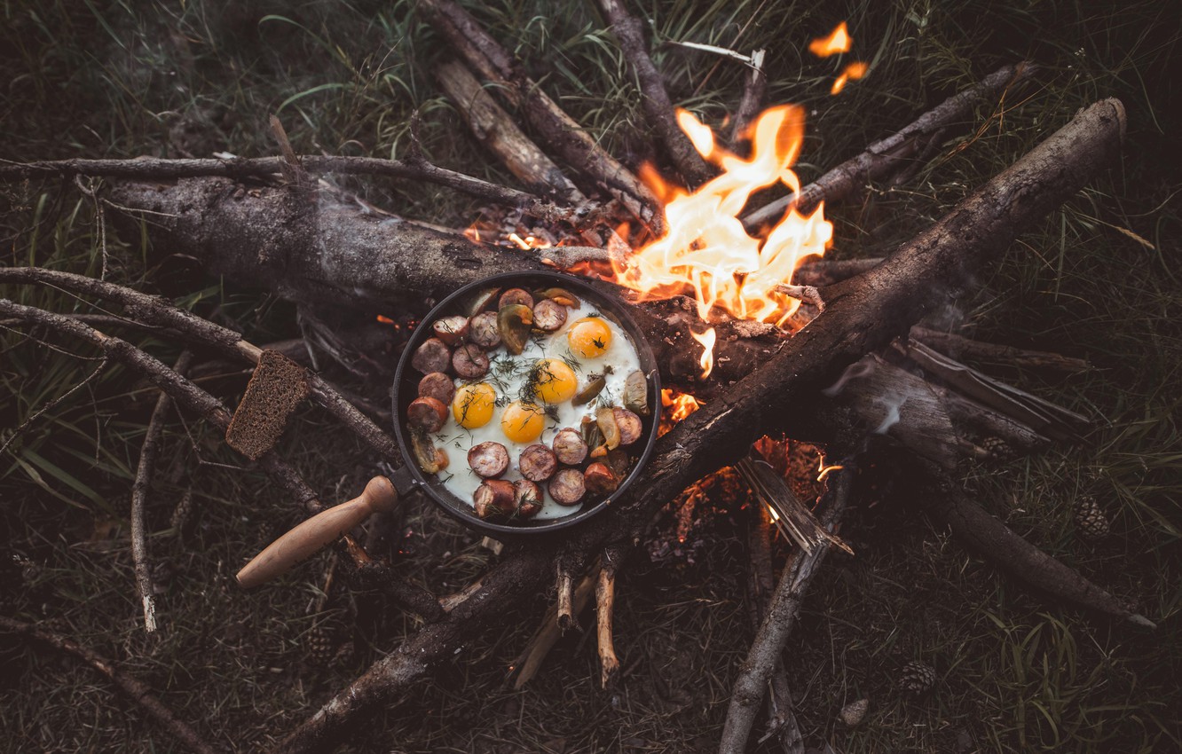 Photo Wallpaper Wallpaper, Fire, Nature, Food, Background, - Camping Wallpaper Fire - HD Wallpaper 
