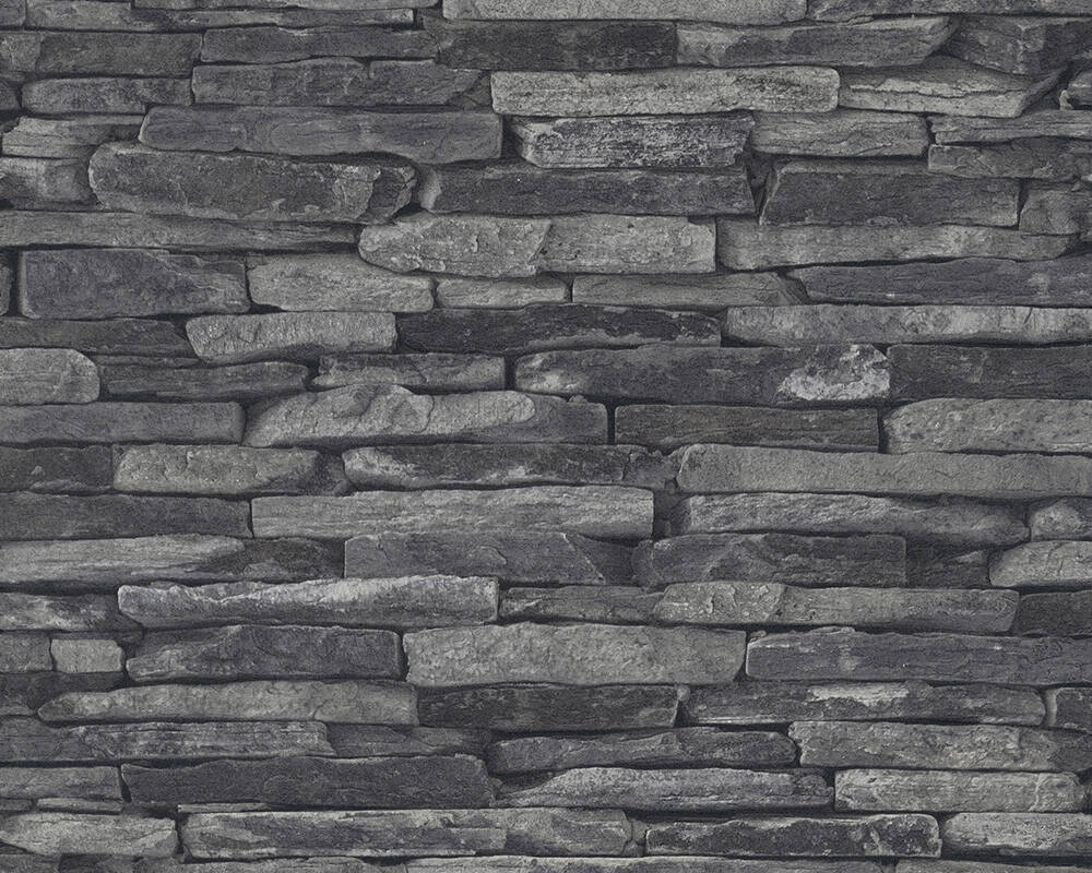 Création Wallpaper Stone, Cottage, Black, Grey - HD Wallpaper 