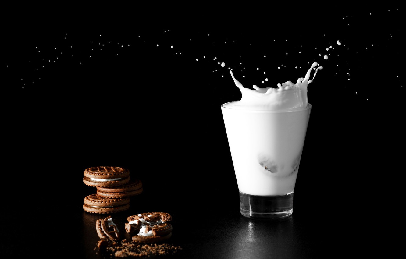 Photo Wallpaper Glass, Background, Black, Splash, Milk, - Still Life Photography - HD Wallpaper 