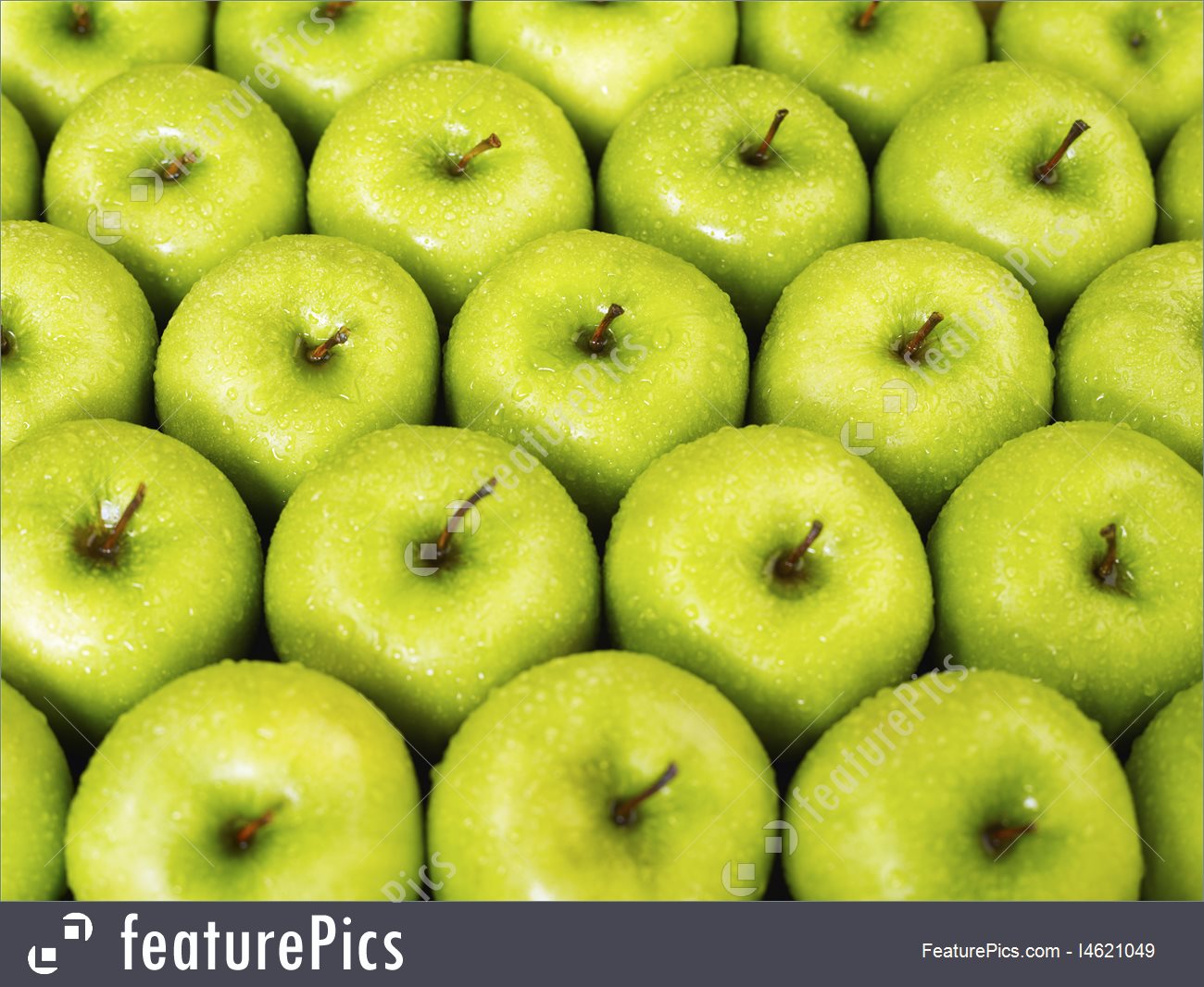 Large Group Of Green Apples In A Row - Apple - HD Wallpaper 