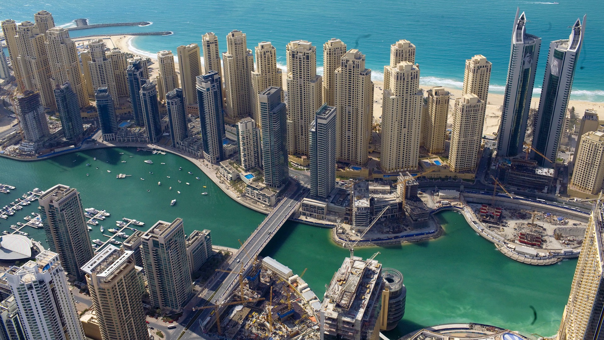 Dubai Marina From The Sky Hd Wallpaper - 4k Images Download - HD Wallpaper 