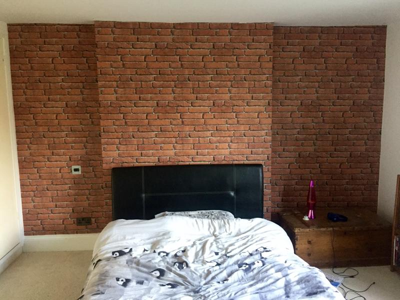 Brick Effect Wallpaper In Rooms - HD Wallpaper 