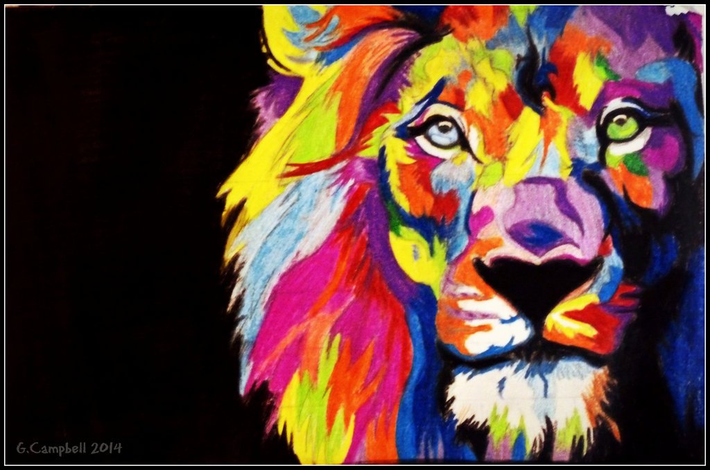 Colorful Lion Wallpaper Hd - HD Wallpaper 