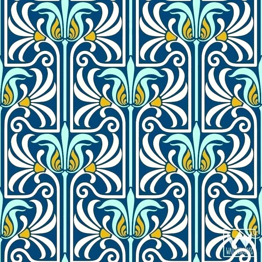 Art Nouveau Wall Paper Arts Feather Damask Removable - HD Wallpaper 