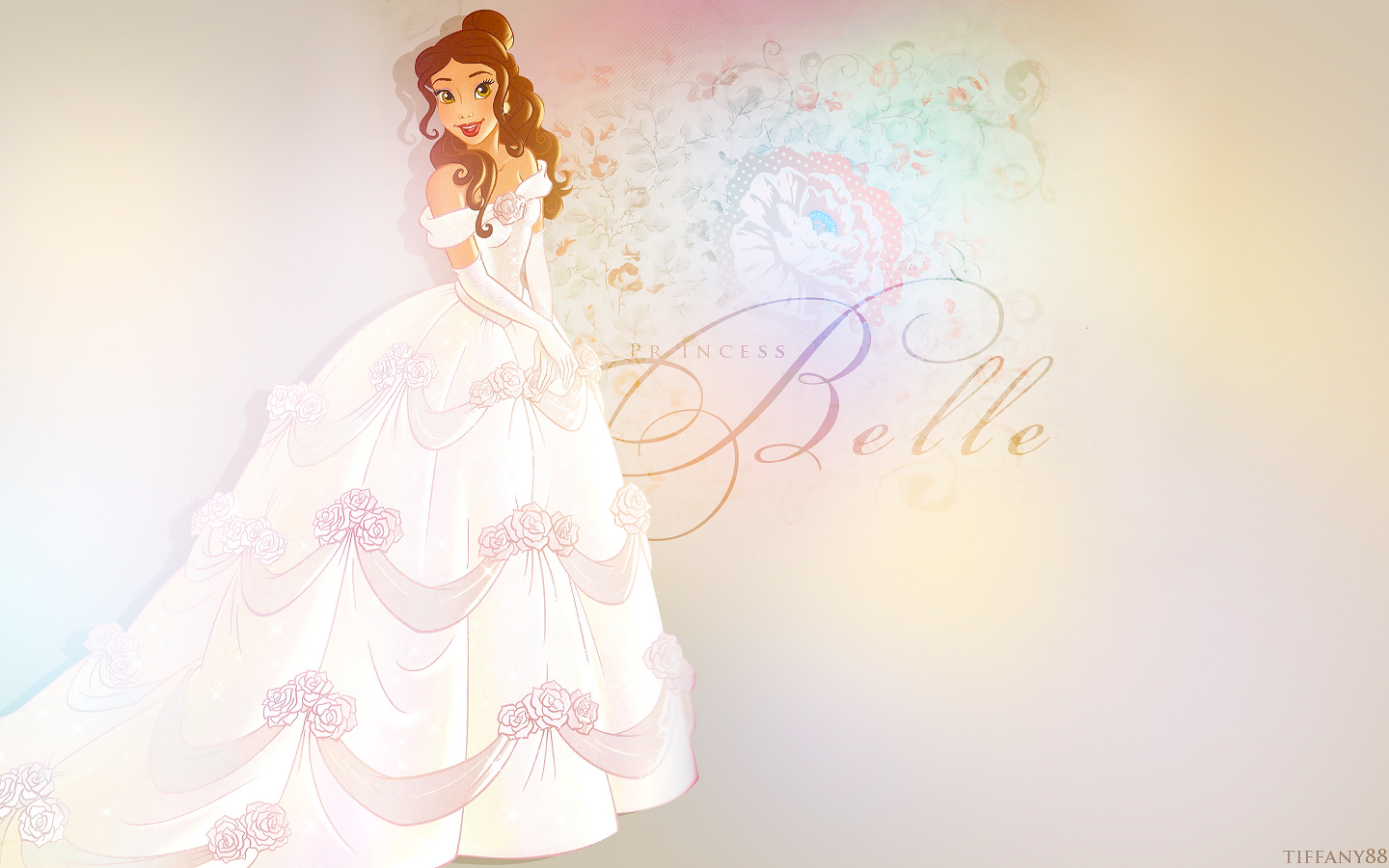 Belle S Wedding Dress - Belle In Wedding Dress Clipart - HD Wallpaper 