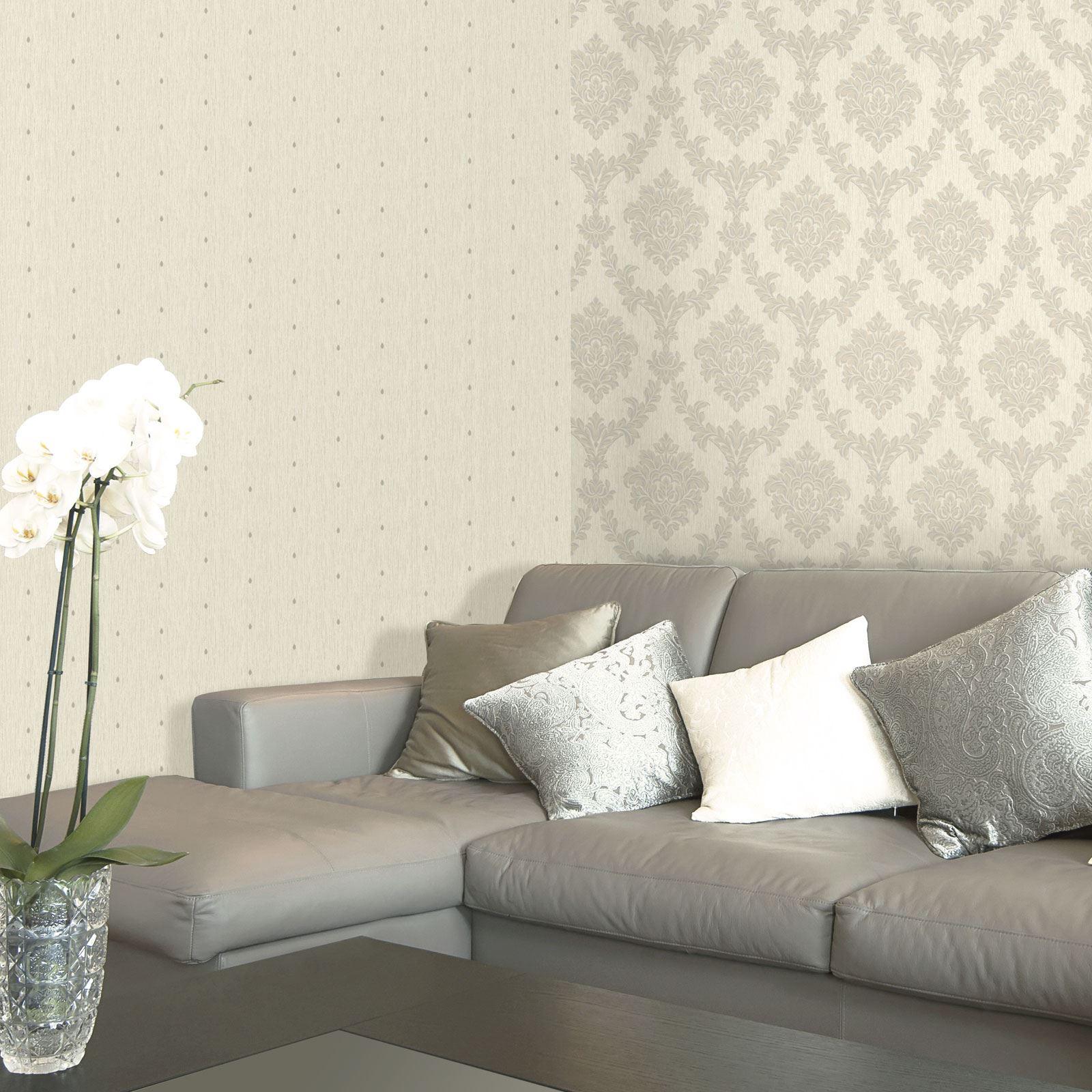 Richmond Damask Silver Glitter - HD Wallpaper 