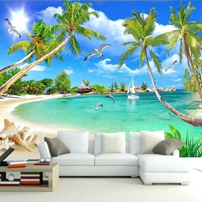 Beach Wallpaper For Walls Beach Hut Wallpaper For Walls - 3d Wall Mural Ocean Beach - HD Wallpaper 