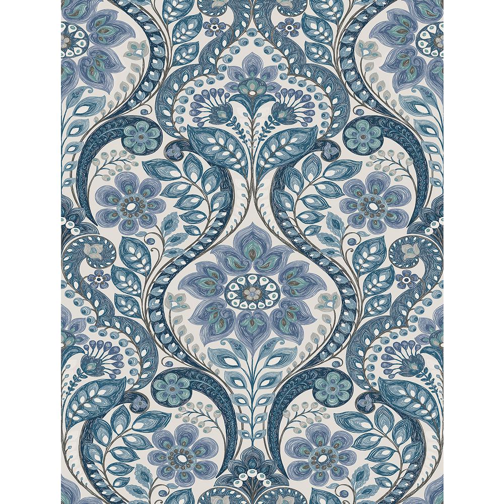 Blue Damask Wallpaper - HD Wallpaper 