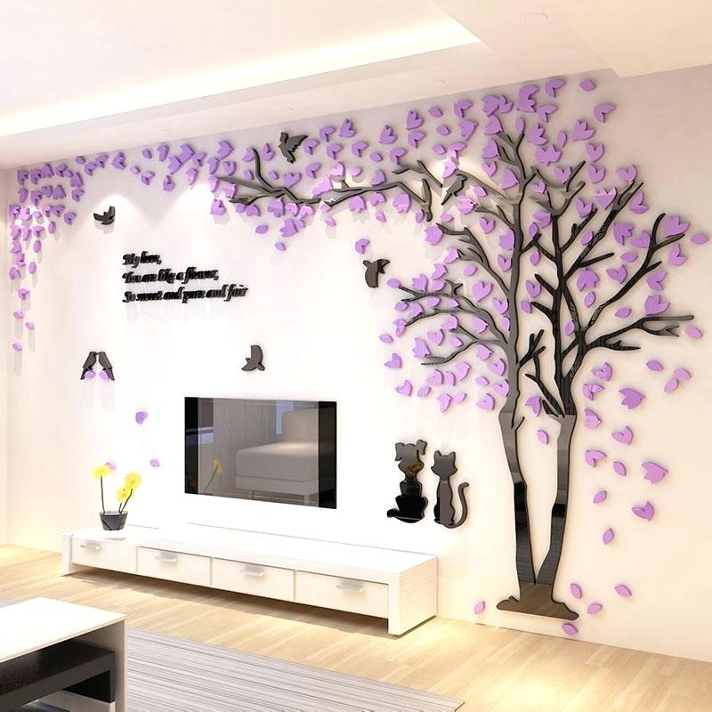 Tree Design On Wall New Tree Design Background Wall - Living Room Wall Stickers Design - HD Wallpaper 