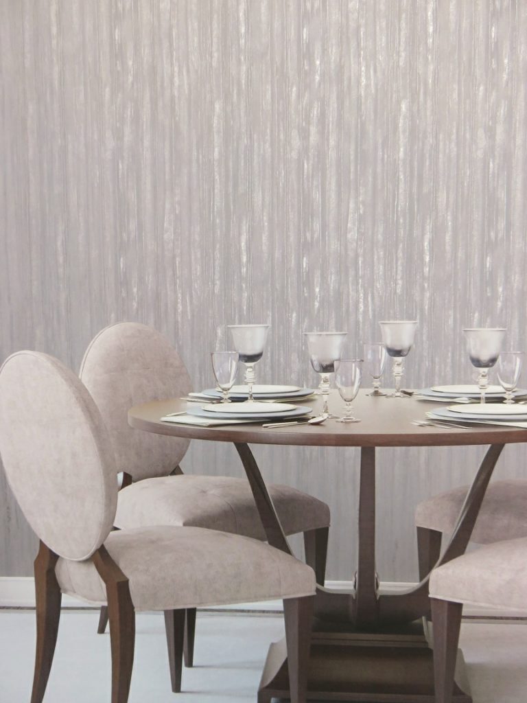 Dining Room Reflective Wallpaper - Contemporary Gray Wallpaper Dining Room - HD Wallpaper 