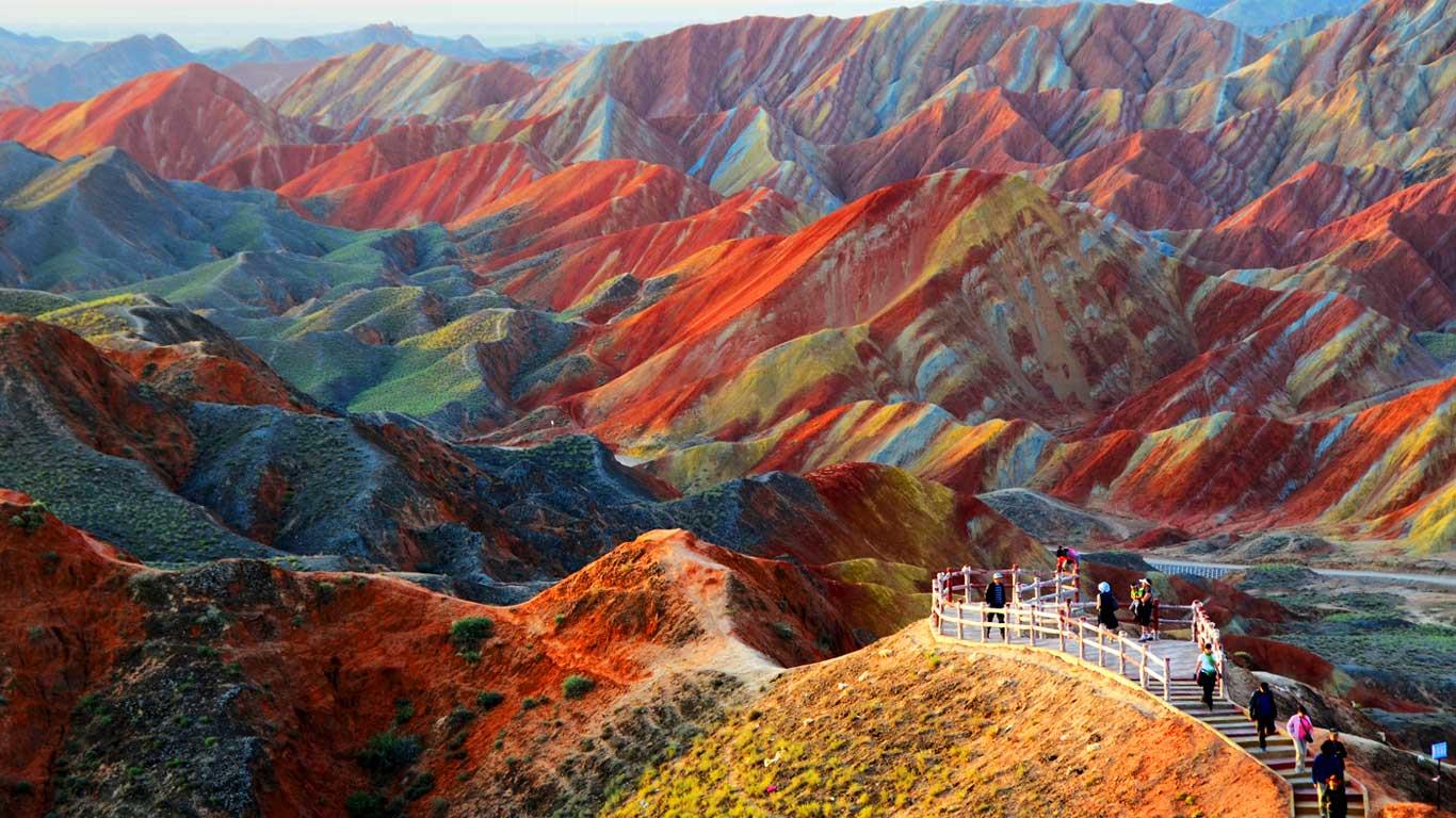 Daily Wallpapers From Bing - Rainbow Mountains China - HD Wallpaper 