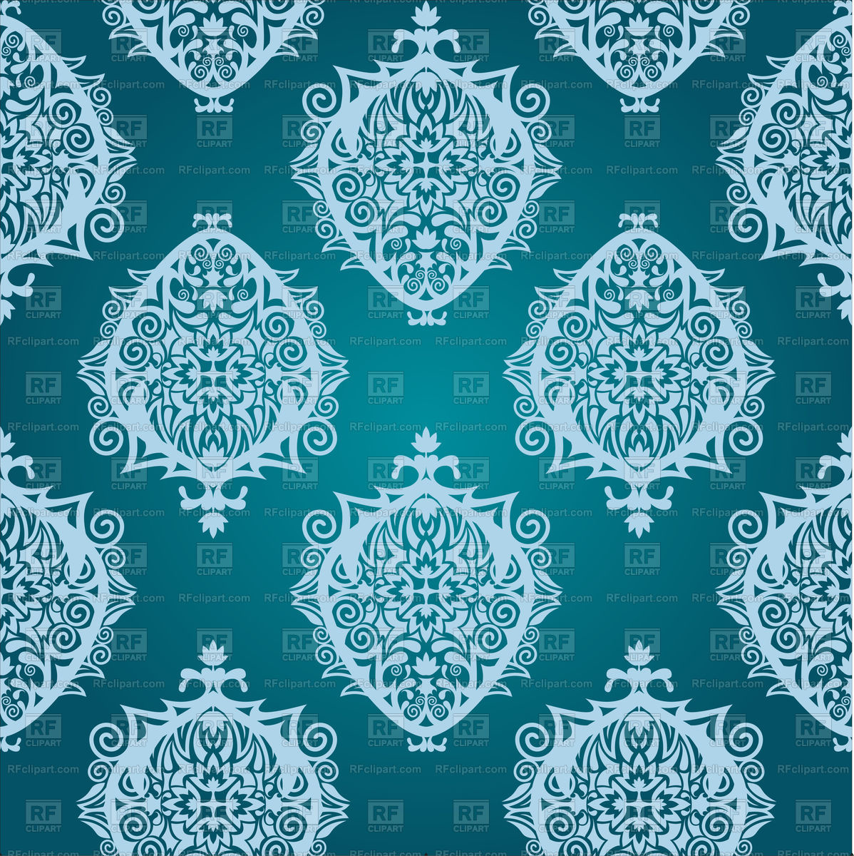 Seamless Blue Damask Wallpaper Vector Image Vector - Vector Graphics - HD Wallpaper 